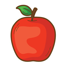 Apple fruit with a vibrant red color and lush green leaf. Ideal for food blogs, healthy lifestyle websites, and culinary designs