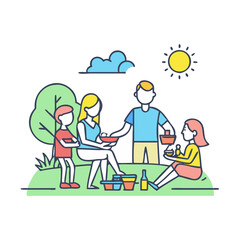 family picnic scene vector icon, family picnic scene vector illustration - simple illustration of family picnic scene, perfect for logos,and family picnic scene -themed designs.