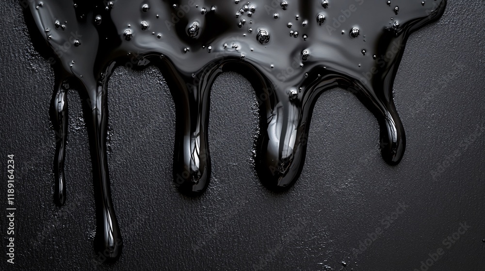 Aufkleber deep black liquid flowing over a smooth surface in an artistic display of texture