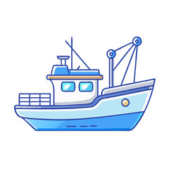 Obraz premium fishing boat vector icon, fishing boat vector illustration - simple illustration of fishing boat, perfect for logos,and fishing boat -themed designs.