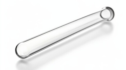 a clear glass test tube on a white background