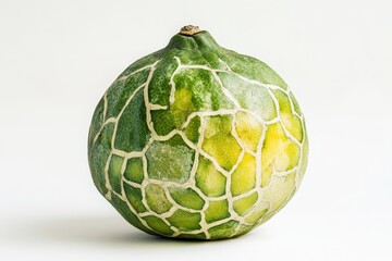 a lime fruit with white veins on a plain background