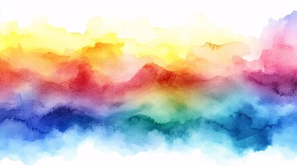 Vibrant watercolor abstract landscape with a blend of warm and cool tones