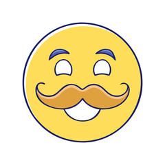 Fototapeta premium happy face with mustache vector icon, happy face with mustache vector illustration - simple illustration of happy face with mustache, perfect for logos,and happy face with mustache -themed designs.