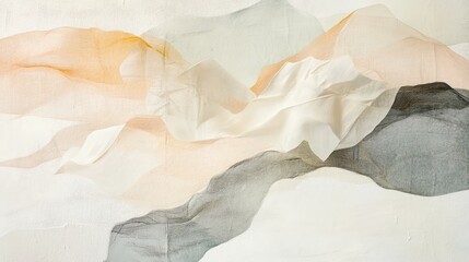 Serene Elegance: Soft Ivory Abstract Shapes on Minimalist Background
