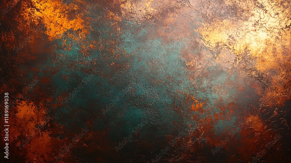 Poster dynamic abstract artwork with vibrant colors and textured surfaces in artistic display