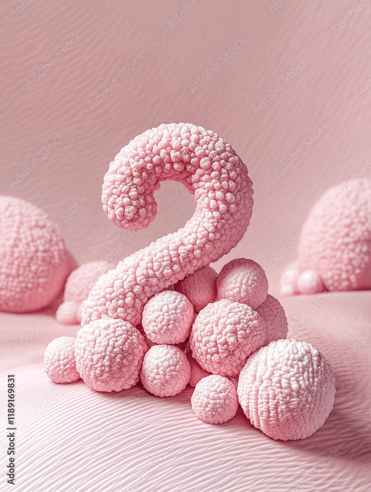 Aufkleber Pink abstract number two with textured spheres on a wavy background