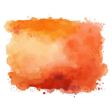 A textured watercolor background in shades of orange, ranging from light peach to deep reddish-orange, with splatters