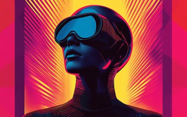 A retro comic book cover design with retrofuturistic elements, symmetrical composition, old movie poster vibes, hatching details, vibrant retro colors, photorealistic 4K imagery