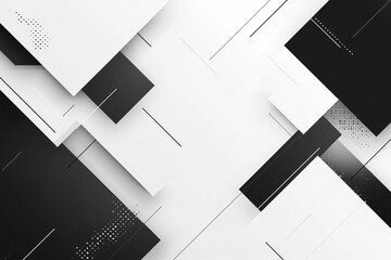 black and white abstract image with white squares and lines. The image has a modern and minimalist feel to it