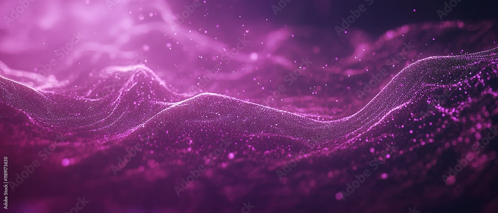 Poster abstract purple particle wave background digital art glittering texture 3d rendering