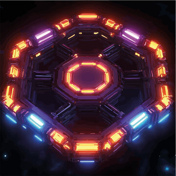 Vektorisiert aus derm Package: rpg, fantasy, game, board, symmetrisch, neon, nerd, au&szlig;erirdisch, ufo, trek, wars, Allianz, portal, planet, galaxy, 