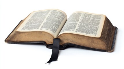 Obraz premium open old book with black ribbon