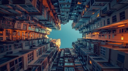 Dense Urban Apartment Buildings Reaching for the Sky