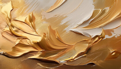 art oil and acrylic smear blot canvas painting wall abstract texture gold bronze beige color stain brushstroke relief texture background