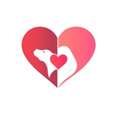 Polar bear heart logo design, digital art, white background, love symbol