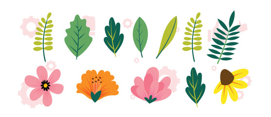 Exotic tropical flowers big vector clipart set. Orchid, strelitzia, hibiscus, bougainvillea, gloriosa, protea, tulip, hydrangea, fuchsia. Jungle floral design. Island flowers. Isolated and editable