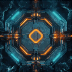 Fototapeta premium Vektorisiert aus derm Package: rpg, fantasy, game, board, symmetrisch, neon, nerd, außerirdisch, ufo, trek, wars, Allianz, portal, planet, galaxy, 