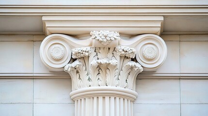 Ionic Capital Architectural Detail: Intricate carvings adorn this classical ionic column capital, showcasing timeless elegance and architectural grandeur.
