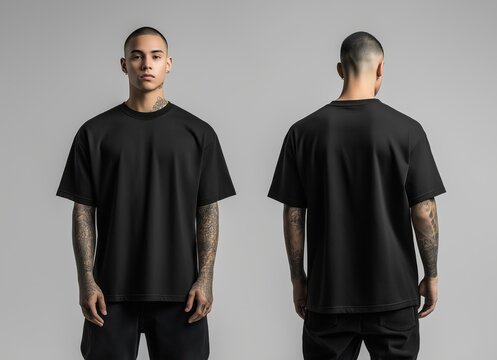 Minimalist oversized black t-shirt design mockup for fashion branding and apparel display