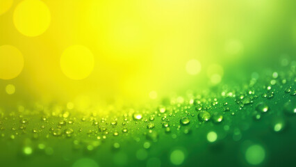 Obraz premium Green & Yellow Dew Drops Macro Background - Macro photography