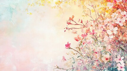 Fresh Spring Floral Composition with Colorful Flowers and Soft Background