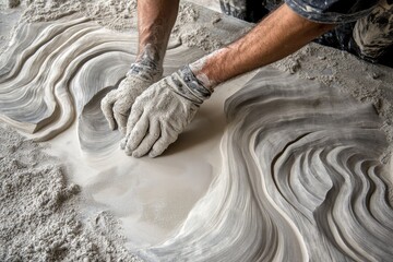 Artisan meticulously sanding and smoothing edges of dried clay piece in preparation for firing