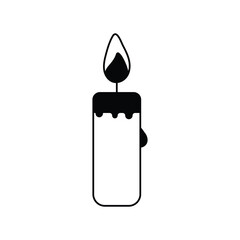 candle glyph outline icon with white background vector stock illustration