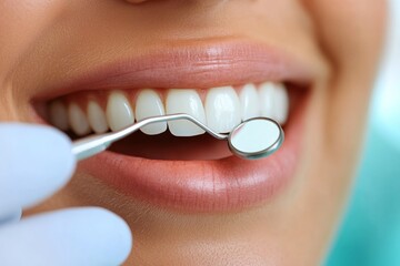 Close-up of perfect smile showing healthy teeth during dental checkup