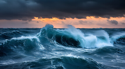 Fototapeta premium Stormy sea waves in the Atlantic Ocean