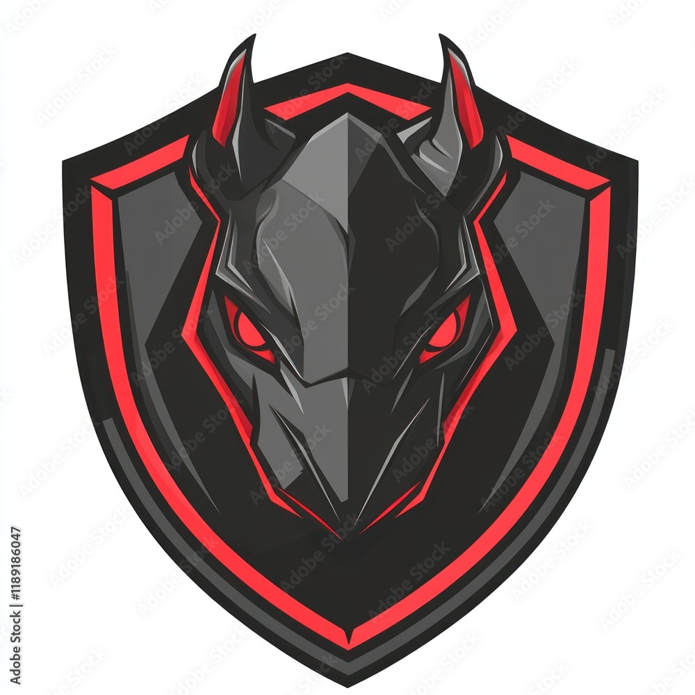 Wall mural Red-eyed dragon shield logo, gaming, abstract background, esports