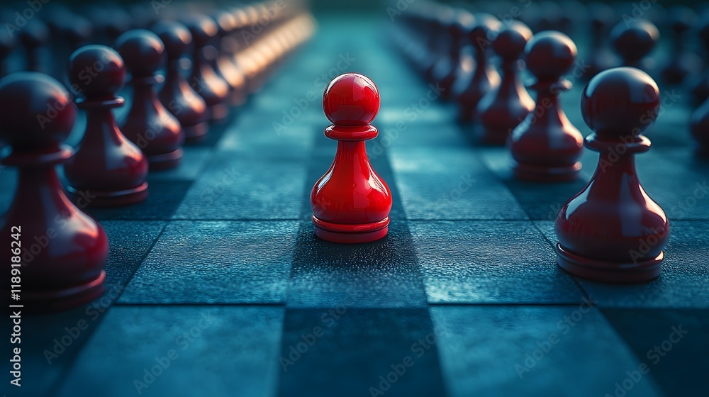 Poster fearless chess strategy driven by bold determination and calculated vision for rewarding triumph and