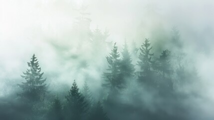 a mystical forest shrouded in mist and mystery, white space in the center of the page for text, enchanting and atmospheric colors against a backdrop of ancient trees