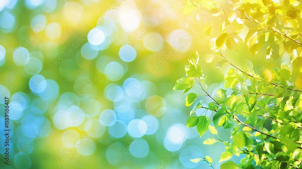 Poster abstract blue and green bokeh background with blurred lines and light