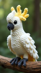 Obraz premium realistic highly detailed crochet of a cockatoo with a nature background