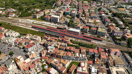 Obraz premium Aerial view of the Pozzuoli railway station, near Naples, Italy.