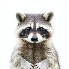 Fototapeta premium close-up of a cute raccoon against a white background