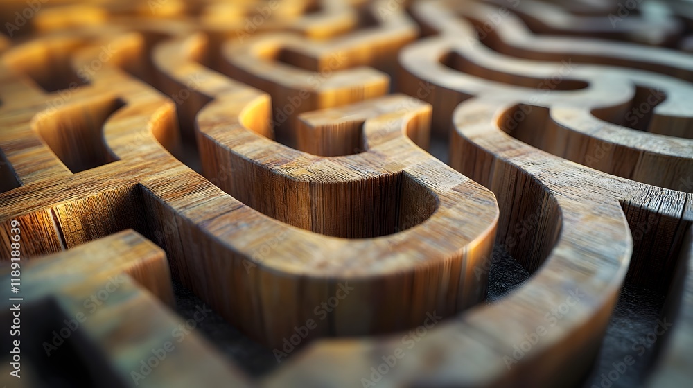Poster complex wooden maze like structure representing the of visionary frameworks tactical leadership and 
