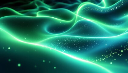 Fototapeta premium Abstract Teal and Green Waves Digital Art