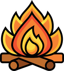 campfire vector illustration, camping elements
