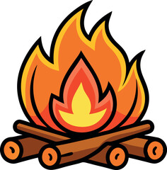  campfire vector illustration, camping elements