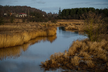 Latvian landscape with river Abava Near Kandava town in late autumn