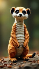 Obraz premium realistic highly detailed crochet of a meerkat with a nature background