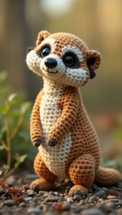Obraz premium realistic highly detailed crochet of a meerkat with a nature background