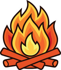  campfire vector illustration, camping elements