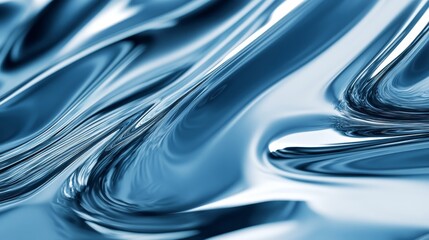 Tranquil Blue Water Surface: Abstract Minimalist Design with Smooth Ripples and Reflective Gradient Shades