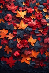 Fototapeta premium background with colorful leaves, red, orange and black