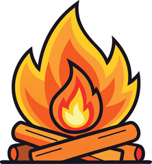  campfire vector illustration, camping elements
