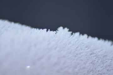 Close up of frost on car roof in the morning
