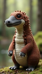Naklejka premium realistic highly detailed crochet of a platypus with a nature background
